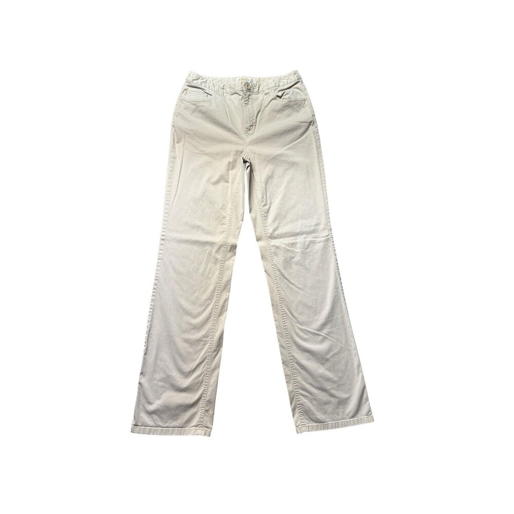 Talbots Womens 4 Straight Leg Pants Beige Mid Rise Stretch Casual EUC